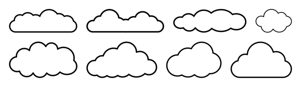 PNG Outlined cloud vector collection on transparent background