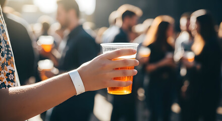 Labor day celebration with people enjoying drinks on a sunny day