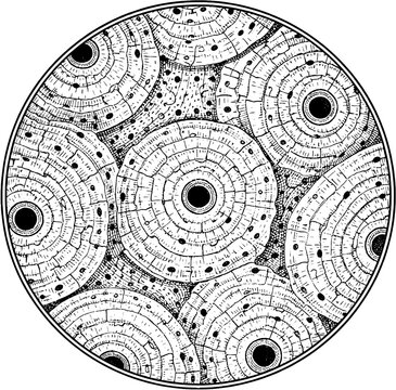 Victorian compact bone histology osteon structure engraving vintage medical illustration