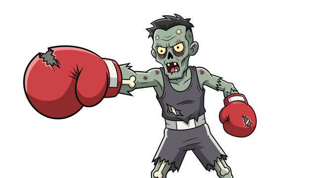 Cartoon zombie boxer in gloves 1.
