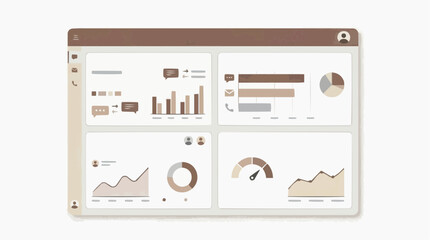 Fototapeta premium Minimal Business Analytics Dashboard UI With Data Charts, Graphs and Performance Metrics
