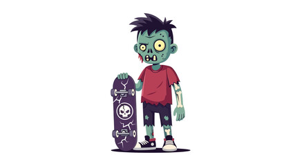 Cartoon zombie with skateboard toy.