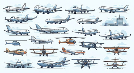 Collection of Various Aircraft Designs and Styles. © Cihu