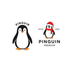 Naklejka premium Creating a charming set of vector penguin mascots, including a festive winter character