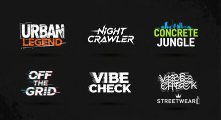 Urban-themed Typography Designs - A Collection of Streetwear Graphics.
