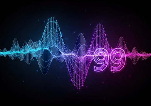 A colorful waveform with the number 99 on it