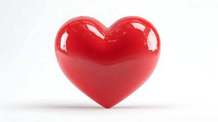 Fototapeta premium A Shiny Red Heart Symbol on a White Background.
