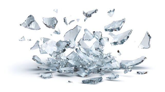 Explosion of Shattered Glass Fragments in Mid-Air.