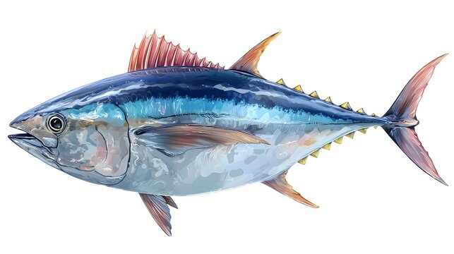 Realistic Illustration of a Bluefin Tuna Fish Swimming.