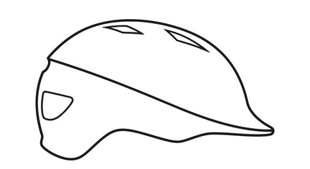 Fototapeta premium Line art illustration of a cycling helmet shown in a side view