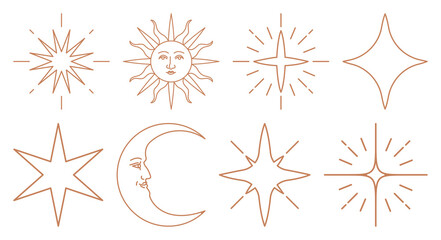 Obraz premium PNG Celestial symbols with mystical charm element set on transparent background