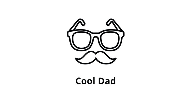 Vector illustration of Cool Dad face icon with glasses and mustache