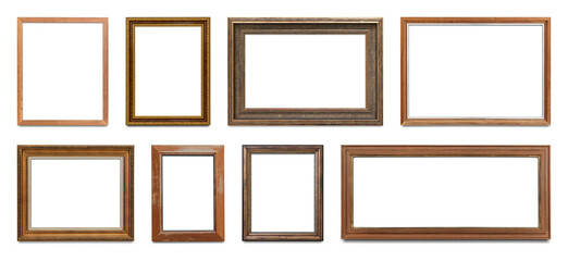 PNG Vintage wooden picture frames collection on transparent background © Rawpixel.com