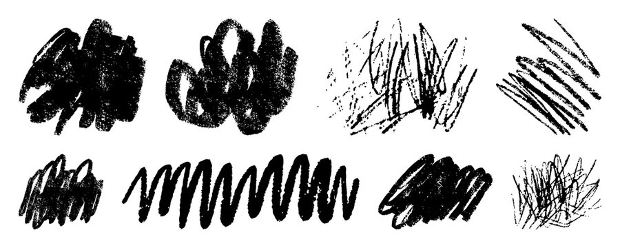 PNG Abstract black ink scribbles collection on transparent background