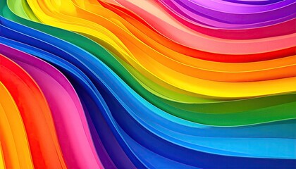 Colorful wave-like pattern with shades of the rainbow, curving and overlapping subtly