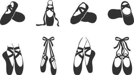 Ballet Shoes with Ribbon Laces Clipart, Ballet Shoes with Ribbon Laces Silhouette, Ballet Shoes Clipart, Ballet Shoes Vector -V02. © DesignLands 