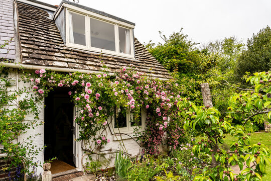 Entrance of Virginia Woolf's room in  Monk's House, her former home and historic literary landmark surrounded by nature in East Sussex, United Kingdom.
