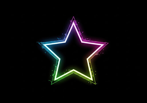 A colorful star with a black background