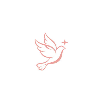 Elegant Pink Dove Logo with Sparkle - Symbol of Peace, Hope, and Spirituality