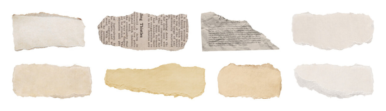 PNG Vintage torn paper textures collection on transparent background