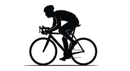 Fototapeta premium Silhouette of a cyclist riding a road bike against a white background