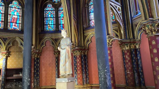 Interior of Sainte-Chapelle in Paris France on a Bright Day