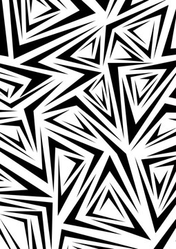 ニューゼブラ：幾何学的で鋭利なシマウマ柄。モノトーンの抽象的なアニマルパターン。 / New Zebra: Sharp geometric zebra pattern. Monotone abstract animal print.