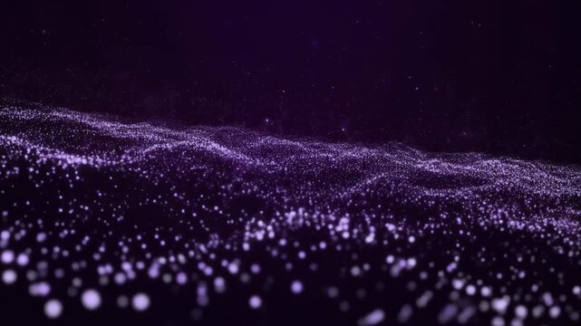 4K cinematic flowing purple particles abstract motion background video footage