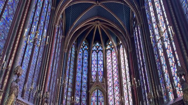 Interior of Sainte-Chapelle in Paris France on a Bright Day