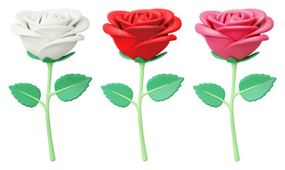 Naklejka premium PNG Three colorful roses in bloom on transparent background