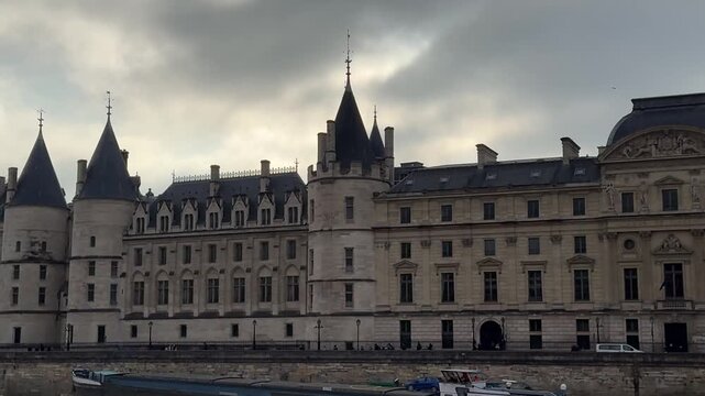 Historic Exterior and Architectural Details of Palais de la Cit&eacute; in Paris France