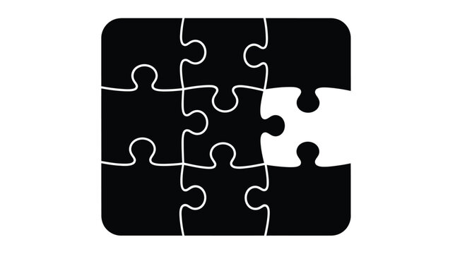 Black puzzle with a missing piece illustrating incompleteness or problem solving