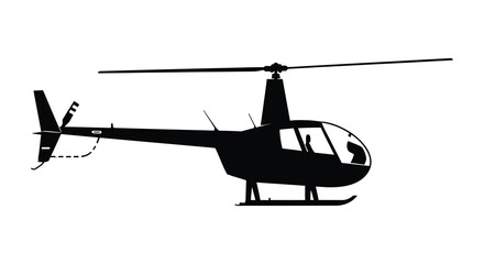 Silhouette of a black helicopter with visible rotor and tail boom details © arfanah02