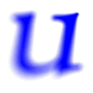 Letter U png grain blur font on transparent background