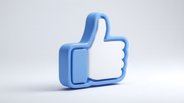 3D Render of a Blue Facebook Like Icon on a White Background.