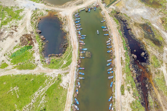 Sercin Village coastline  drone view near Bafa Lake in Turkey