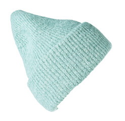Fototapeta premium One turquoise knitted hat isolated on white