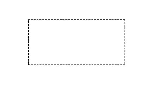 Dotted line rectangle frame animation on white background. Animation of a dotted line path from left to right point. border frame dotted line animation isolated on white screen
