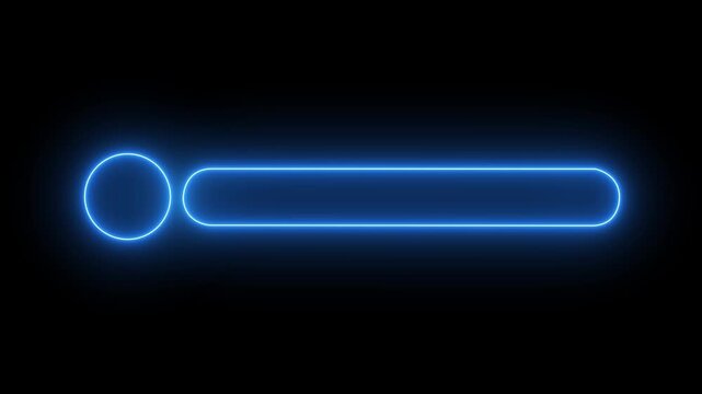 glowing neon Lower third title bar icon isolated on black background, name plate banner icon, text bar reveal, professional broadcast title strip. Suitable for content information and broadcasting.4k