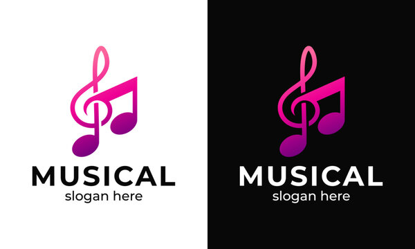 Musical illustration logo template design. Music note icon vector logo with a simple and modern shape.