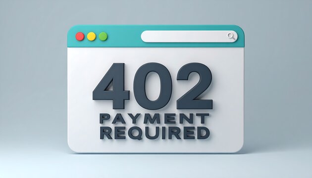 Minimal browser window panel displaying 402 Payment Required HTTP status code in clean modern web interface payment notice