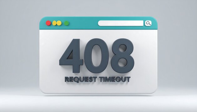 Minimal browser window interface presenting 408 Request Timeout HTTP status code inside clean modern web page error panel