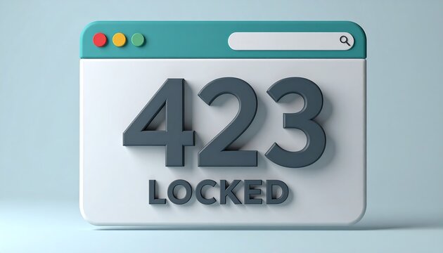 Minimal browser window interface presenting HTTP status code 423 Locked developer access restriction message on clean UI screen