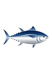 Naklejka premium Stylized illustration depicts a swift, blue and silver oceanic game fish swimming horizontally