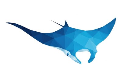 Oceanic ray creature rendered in a geometric, low-polygon style is presented against a white background.