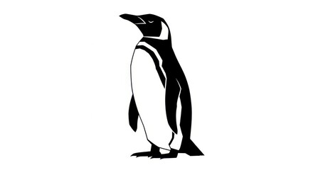 Obraz premium Stylized graphic depiction of an upright flightless aquatic bird in profile silhouette