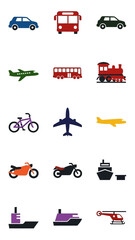 Naklejka premium A Collection of Colorful Transportation Icons Representing Various Modes of Travel