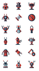 Fototapeta premium A Collection of Diverse and Unique Robot Icons Representing Technology and Automation