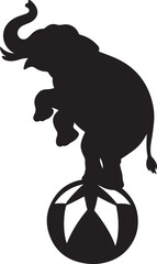  Circus Elephant Standing On The Ball silhouette vector