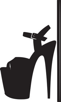 Pole dance heel shoe silhouette vector
